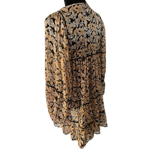 Free People Sheer Floral Boho Dress Medium - Bell Sleeves - No Slip - Picture 3 of 6